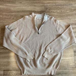 Peter Millar Cotton Cashmere Quarter Zip Sweater Tan Men’s Large